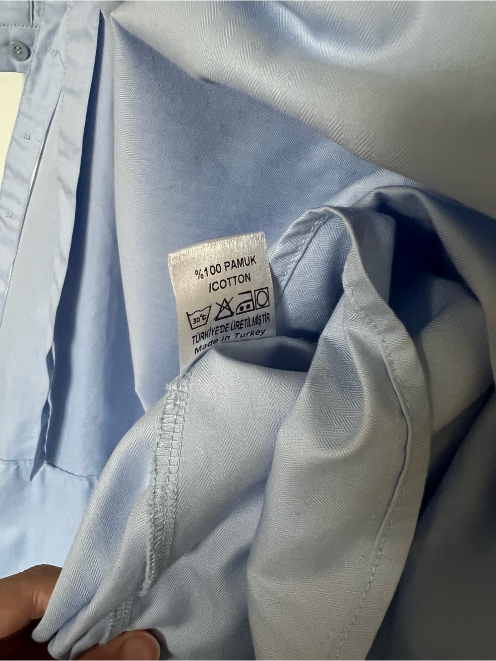 Cotton Shirt Dress in Light Blue - Picture 12 of 13